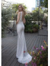 Sparkling Deep V Neck Wedding Dress With Removable Train